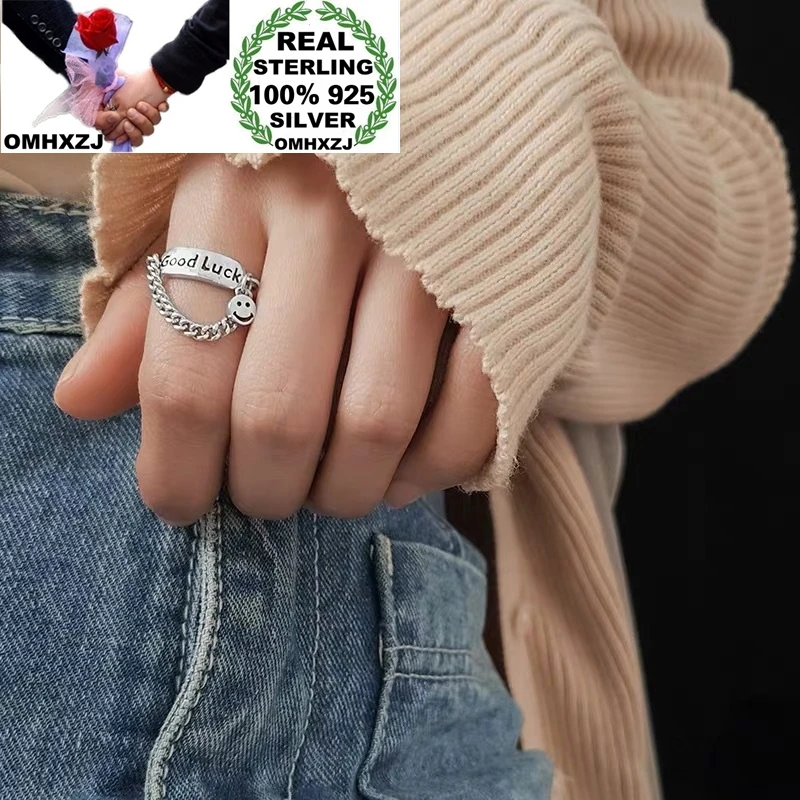 OMHXZJ Wholesale HC09 European Fashion Fine Woman Birthday Party Gift Vintage Smile Tassel 100% 925 Sterling Silver Open Ring
OMHXZJ Wholesale HC09 European Fashion Fine Woman Birthday Party Gift Vintage Smile Tassel 100% 925 Sterling Silver Open Ring