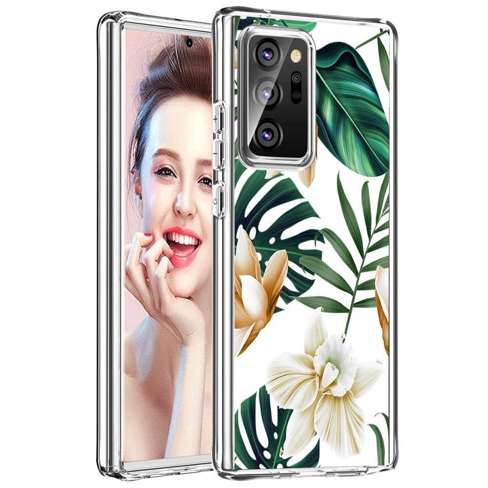 Ударопрочный чехол с цветами для Samsung Galaxy Note 20 Ультра Гибридный жесткий + ТПУ 2 в 1