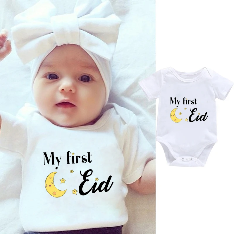 My First Eid Newborn Maternity Outfit Short Sleeve Jumpsuit Casual Letter White Cotton Bodysuit Baby Boys Girls Outfits Clothes
My First Eid Newborn Maternity Outfit Short Sleeve Jumpsuit Casual Letter White Cotton Bodysuit Baby Boys Girls Outfits Clothes