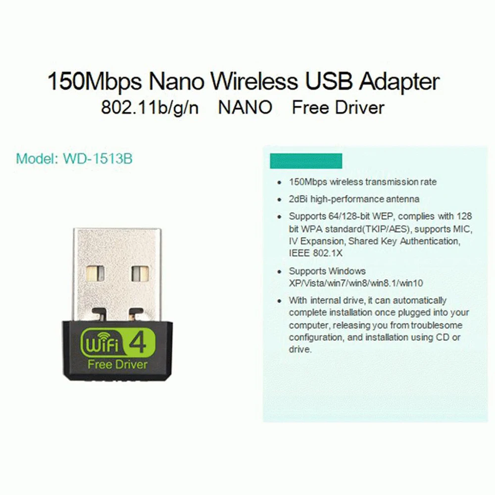 Mini USB WiFi Adapter 150Mbps Wi-Fi Adapter For PC USB Ethernet WiFi Dongle 2.4G Network Card Antena Wi Fi Receiver
Mini USB WiFi Adapter 150Mbps Wi-Fi Adapter For PC USB Ethernet WiFi Dongle 2.4G Network Card Antena Wi Fi Receiver