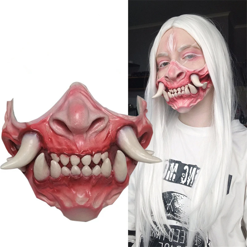 Japanese Prajna Hannya Noh Kabuki Demon Samurai Cosplay Adult Unisex Latex Half Face Mask Halloween Party Prop
Japanese Prajna Hannya Noh Kabuki Demon Samurai Cosplay Adult Unisex Latex Half Face Mask Halloween Party Prop