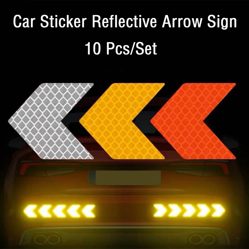 10 Pcs/set Car Sticker Reflective Arrow Sign Tape Warning Safety Sticker For Car Bumper Trunk Car Styling Auto Sticker
10 Pcs/set Car Sticker Reflective Arrow Sign Tape Warning Safety Sticker For Car Bumper Trunk Car Styling Auto Sticker