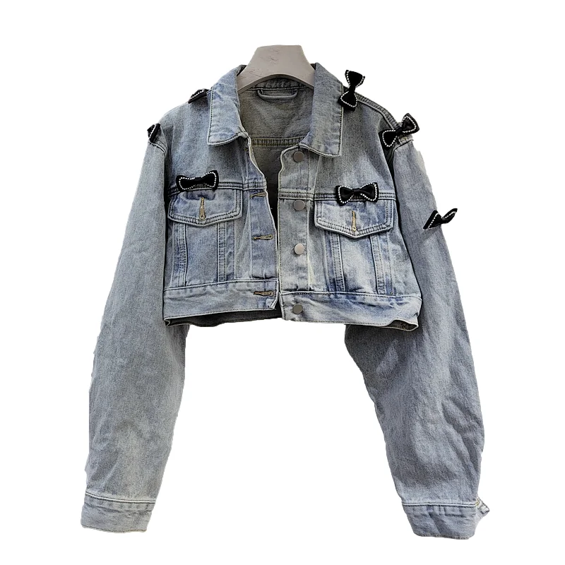 Autumn Removable Vintage Blue Extra Short Denim Jackets Women Removable Bow Outerwear Slim High Waist Jeans Jacket Coat Female
Autumn Removable Vintage Blue Extra Short Denim Jackets Women Removable Bow Outerwear Slim High Waist Jeans Jacket Coat Female