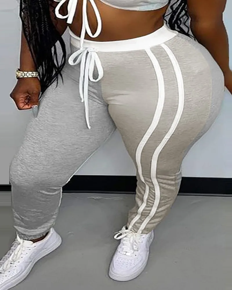 Ladies casual trousers new style is color matching striped drawstring high waist leggings ladies sportswear 2021
Ladies casual trousers new style is color matching striped drawstring high waist leggings ladies sportswear 2021
