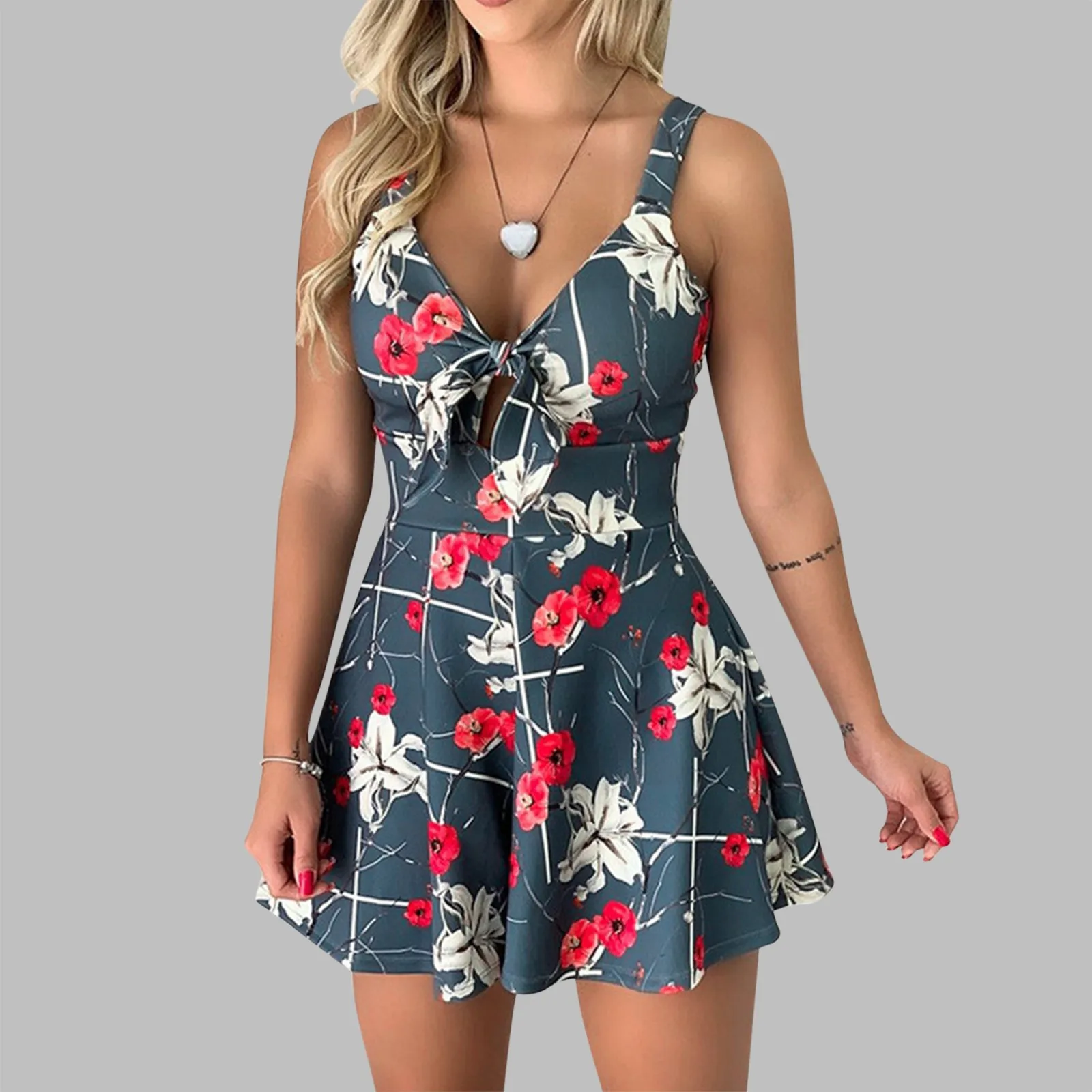 Women's Sexy Suspender Chest Bow Tie Tie Print Loose One-piece Shorts Jumpsuit Summer Shorts Femme Casual Ladies Colorful #Q
Women's Sexy Suspender Chest Bow Tie Tie Print Loose One-piece Shorts Jumpsuit Summer Shorts Femme Casual Ladies Colorful #Q