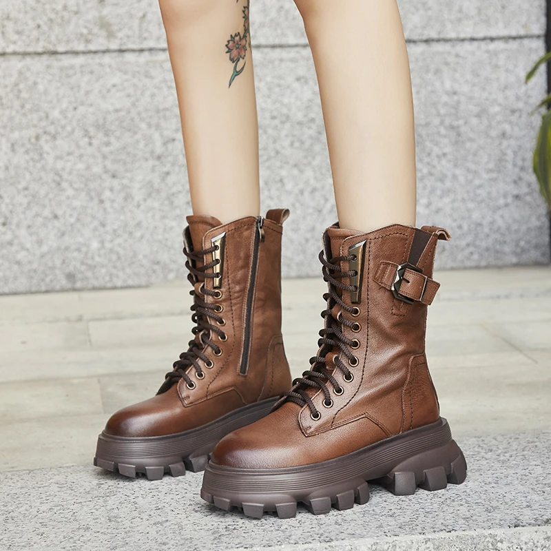 Women's Martin Boots Thick-soled Lace-up Motorcycle Boots 2021 Fall/Winter New Round Toe Zipper Ladies Thick Heel Ankle Boots
Women's Martin Boots Thick-soled Lace-up Motorcycle Boots 2021 Fall/Winter New Round Toe Zipper Ladies Thick Heel Ankle Boots