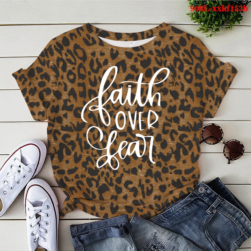 FAITH OVER REAL Print T Shirt Women Leopard O Neck Loose Tshirt Ladies Summer Femme Tee Shirt Tops Mujer Graphic Mens T Shirts
FAITH OVER REAL Print T Shirt Women Leopard O Neck Loose Tshirt Ladies Summer Femme Tee Shirt Tops Mujer Graphic Mens T Shirts