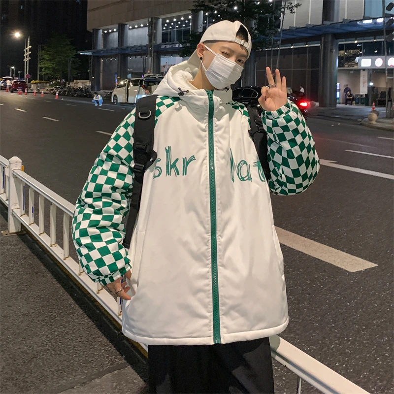 Plaid Sleeve Patchwork Puffer Jackets for Men Korean Fashion Trends Streetwear Teens Winter Bubble Coats with Hood Male Clothing
Plaid Sleeve Patchwork Puffer Jackets for Men Korean Fashion Trends Streetwear Teens Winter Bubble Coats with Hood Male Clothing