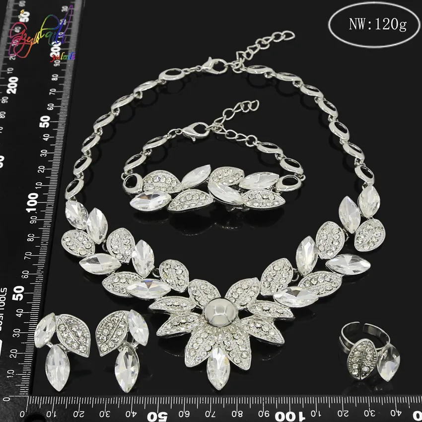 Yulaili Top Quality Clear Crystal African Jewelry Sets Necklace Earrings Bracelet Ring Party Wedding Accessories For Women
Yulaili Top Quality Clear Crystal African Jewelry Sets Necklace Earrings Bracelet Ring Party Wedding Accessories For Women