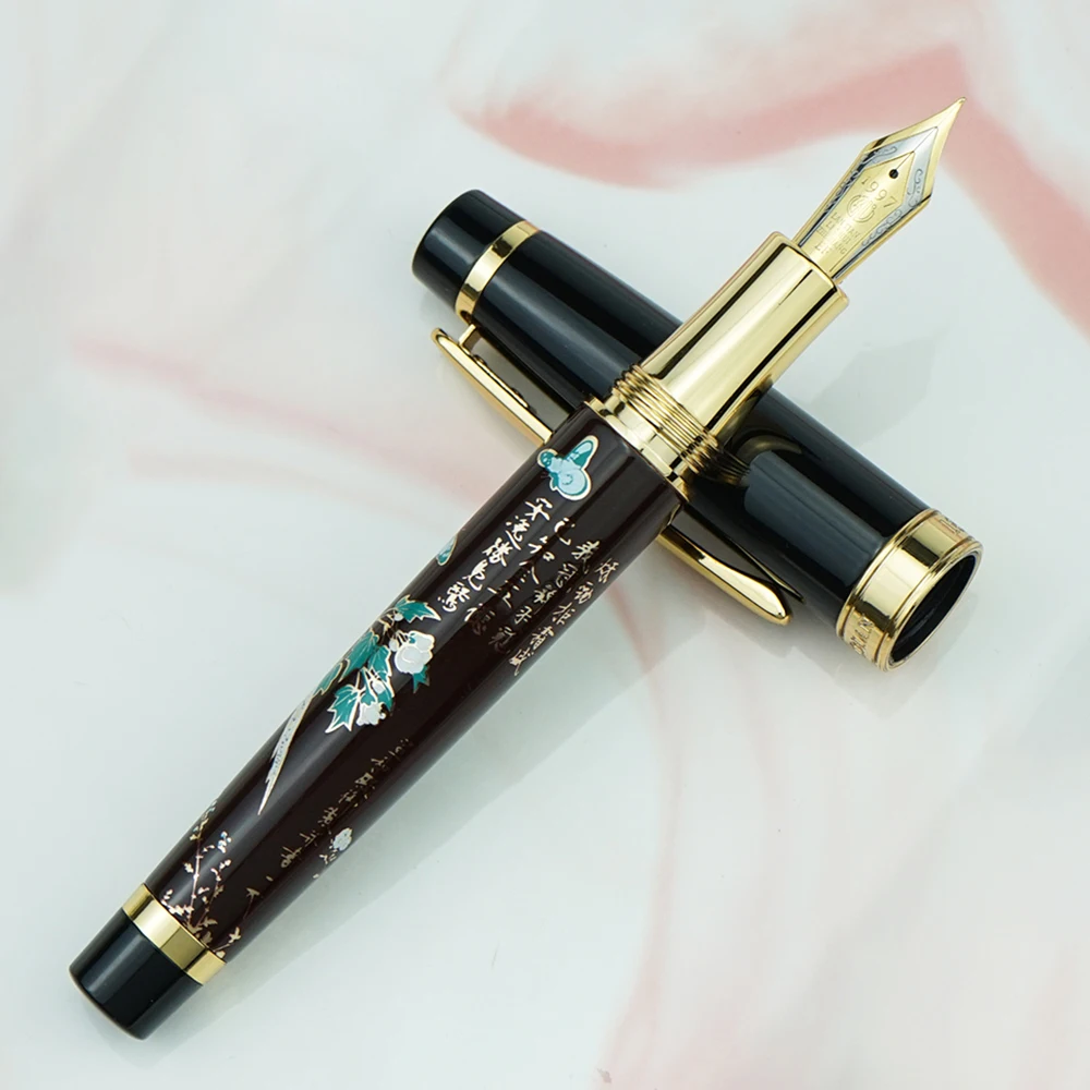 HongDian 1837 Metal Fountain Pen Brown Magpie Hand-Drawing Chinese Style Iridium EF/F/Bent Nib Ink Pen Business Office Writing
HongDian 1837 Metal Fountain Pen Brown Magpie Hand-Drawing Chinese Style Iridium EF/F/Bent Nib Ink Pen Business Office Writing