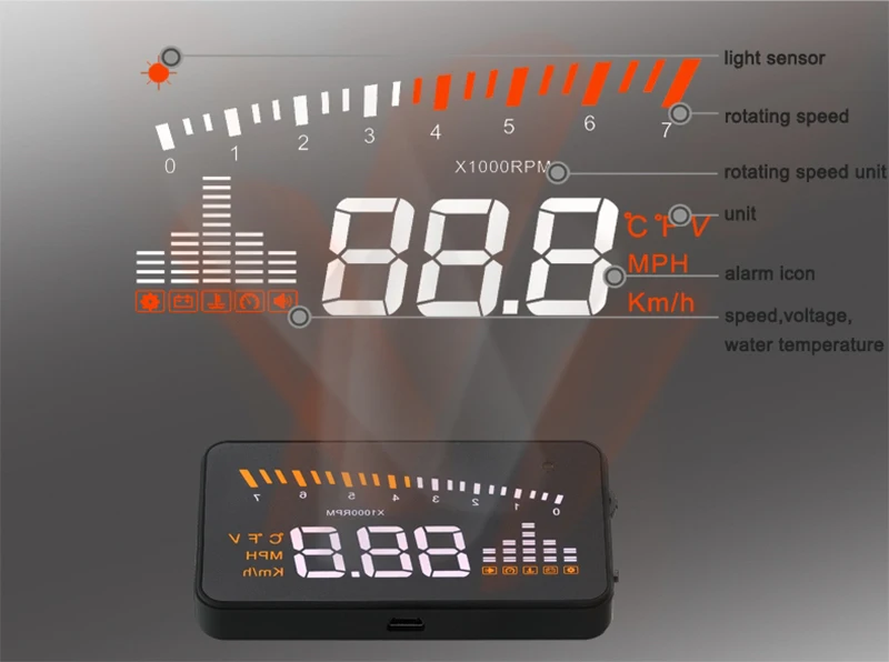 Car hud head up display GPS speedometer Digital car speedometer Speeding Warning System X5 3" OBD2 II Interface KM/h MPH 
Car hud head up display GPS speedometer Digital car speedometer Speeding Warning System X5 3" OBD2 II Interface KM/h MPH