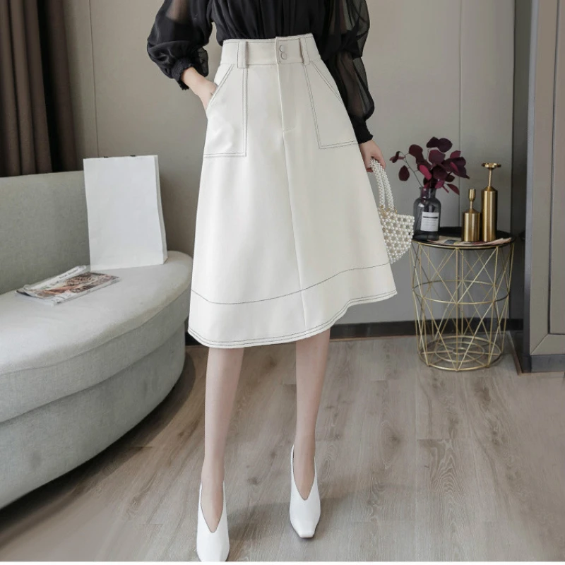 Women Spring Summer A-Line High Waist Knee Length Skirts 2021 New Fashion Hit Color Casual Skirt Black Slim Female Elegant Skirt
Women Spring Summer A-Line High Waist Knee Length Skirts 2021 New Fashion Hit Color Casual Skirt Black Slim Female Elegant Skirt