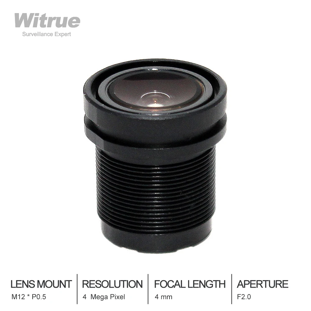 

Witrue CCTV Camera Lens HD 4 Megapixel 4mm M12 * P0.5 Mount Aperture F2.0 1/3" for IP Security Cameras