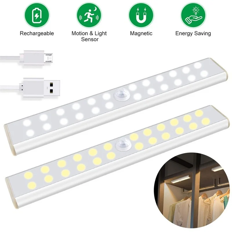 LED Closet Light USB Rechargeable PIR Motion Sensor LED Under Cabinet Light 24 40 60 LEDs Kitchen Lamp for Wardrobe Room
LED Closet Light USB Rechargeable PIR Motion Sensor LED Under Cabinet Light 24 40 60 LEDs Kitchen Lamp for Wardrobe Room