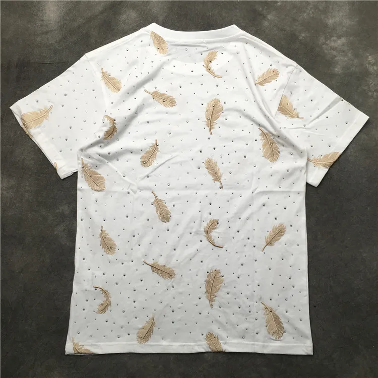 New High Punk Men Fashion T Shirts Beaded embroidery feather T-Shirt Hip Hop Skateboard Street Cotton T-Shirts Tee Top #G56
New High Punk Men Fashion T Shirts Beaded embroidery feather T-Shirt Hip Hop Skateboard Street Cotton T-Shirts Tee Top #G56