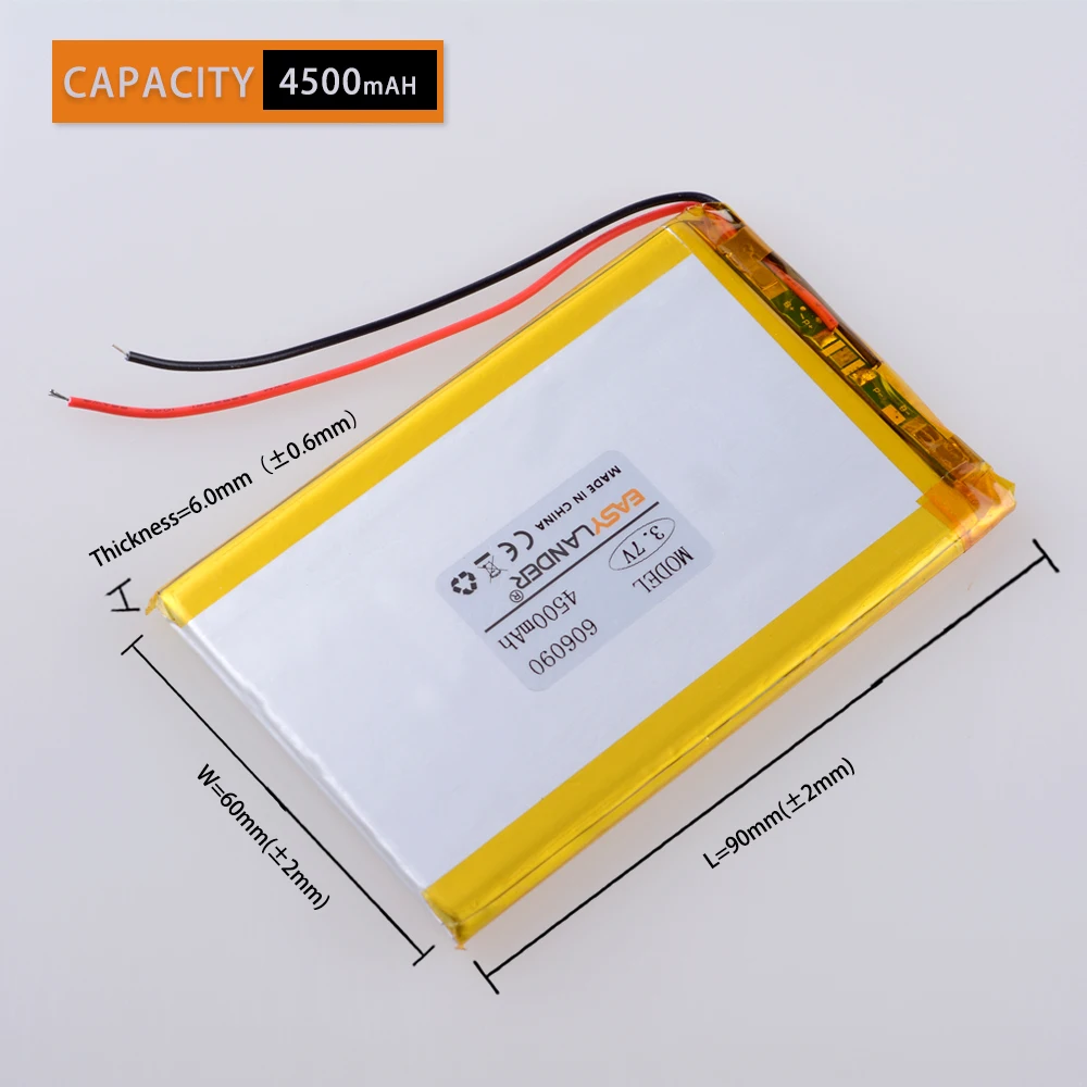 Перезаряжаемые Премиум 606090 3 7 V Вольт 4500mAh литий-полимерные литиевые батареи с
