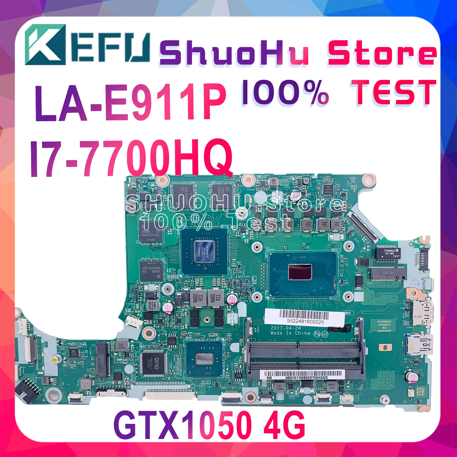 

AN515-51 Laptop Motherboard for ACER A715-71 A515-51G A715-71G C5MMH/C7MMH LA-E911P Maintherboard I7-7700HQ GTX1050 Tested100%