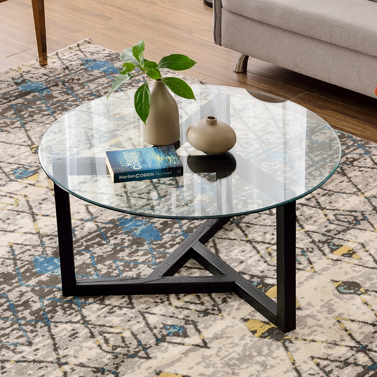 Round Glass Coffee Table Modern Cocktail Table Easy Assembly Sofa Table For Living Room With Tempered Glass Tops
Round Glass Coffee Table Modern Cocktail Table Easy Assembly Sofa Table For Living Room With Tempered Glass Tops