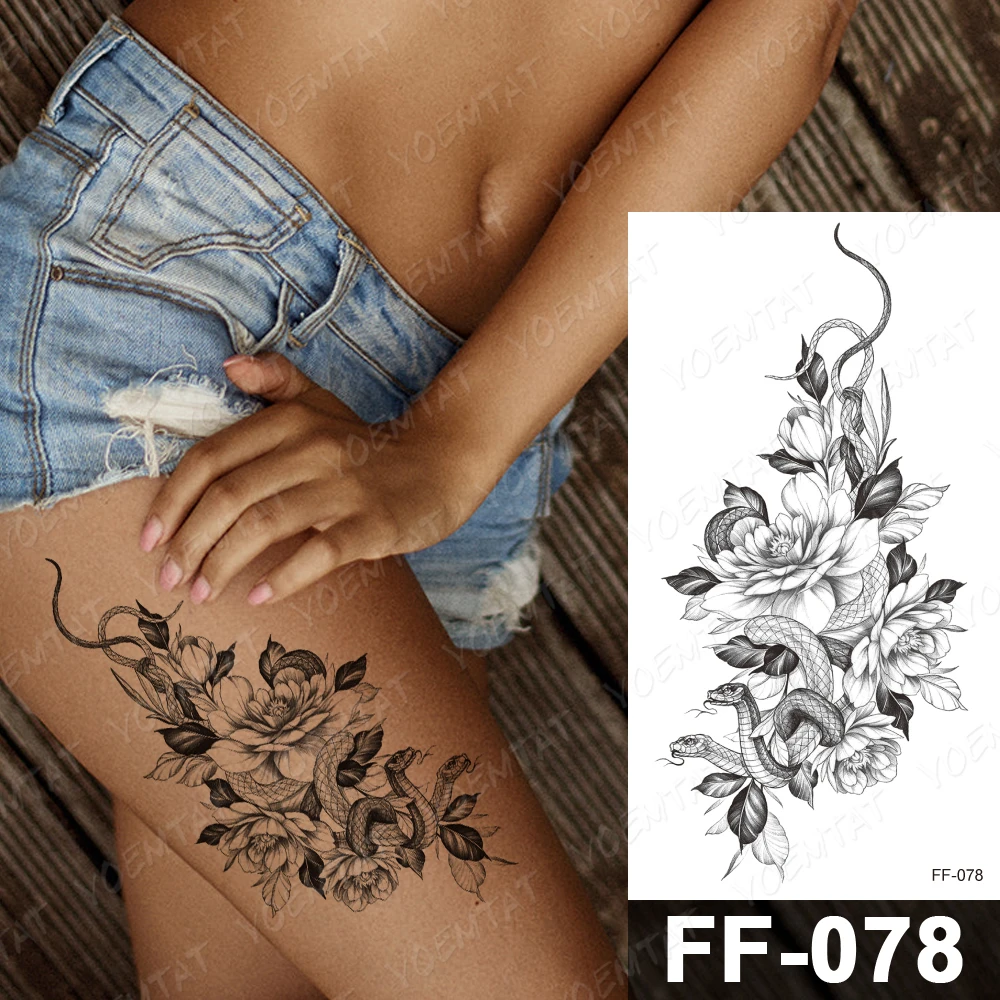 Waterproof Temporary Tattoo Stickers Peony Rose Flower Gun Flash Tattoos Female Black Sketch Body Art Arm Sexy Fake Tatto Women 
Waterproof Temporary Tattoo Stickers Peony Rose Flower Gun Flash Tattoos Female Black Sketch Body Art Arm Sexy Fake Tatto Women