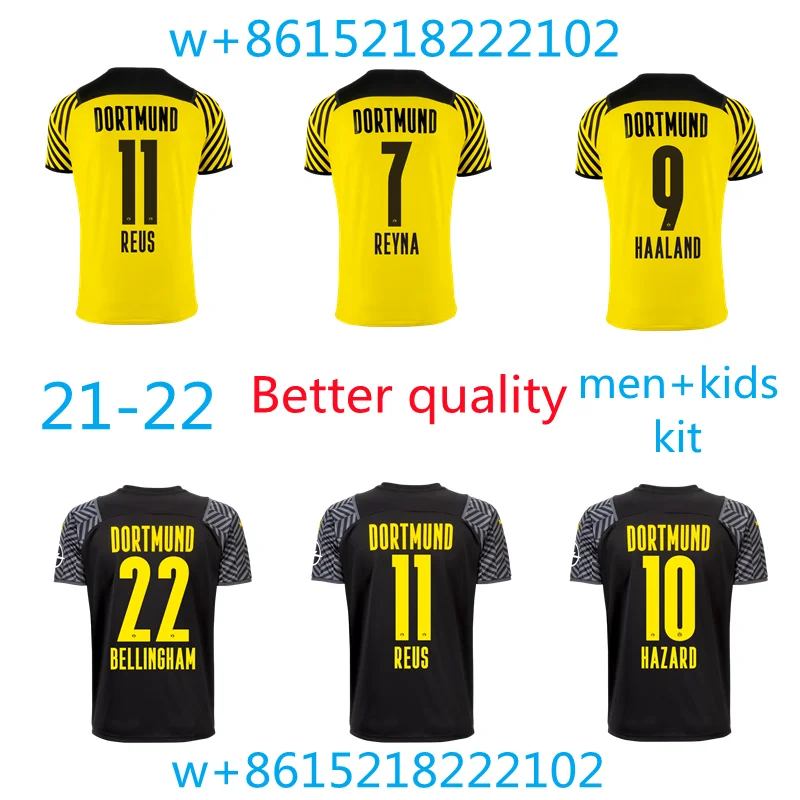 

New 21 22 Haaland Dortmund soccer jerseys REUS HAZARD BVB SANCHO REYNA MALEN HAALAND football shirt aldult kids kit