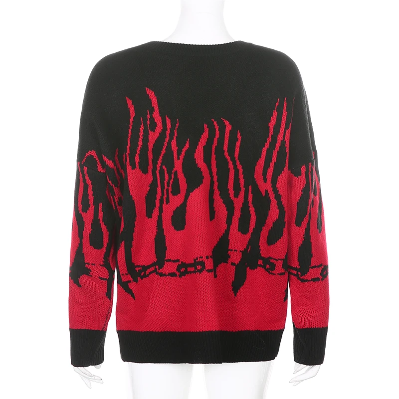 2021 Streetwear Flame Print Oversized Woman Sweaters Loose Harajuku Pullover Jumpers Winter Clothes Knitted Sweater Casual
2021 Streetwear Flame Print Oversized Woman Sweaters Loose Harajuku Pullover Jumpers Winter Clothes Knitted Sweater Casual
