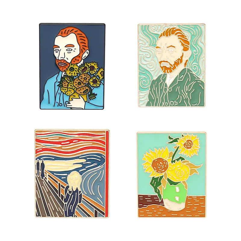 

Enamel Pins Van Gogh Avatar Brooch Flower Art Painting Sunflower Brooches for Coat Pin Metal for Clothes Badges Gifts for Women