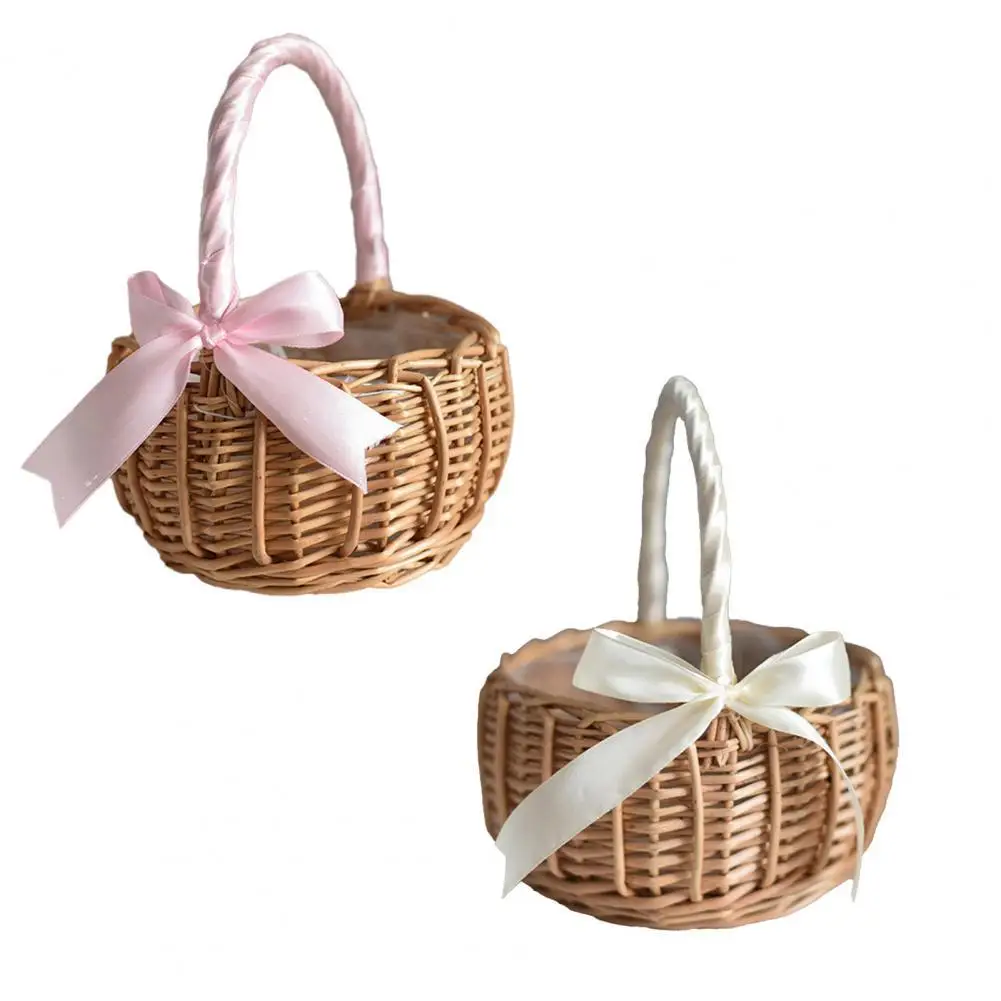 Romantic Woven Flower Baskets Multi-functional Wicker Handle Wicker Handmade Flower Basket With Bow for Wedding Decor Gift
Romantic Woven Flower Baskets Multi-functional Wicker Handle Wicker Handmade Flower Basket With Bow for Wedding Decor Gift