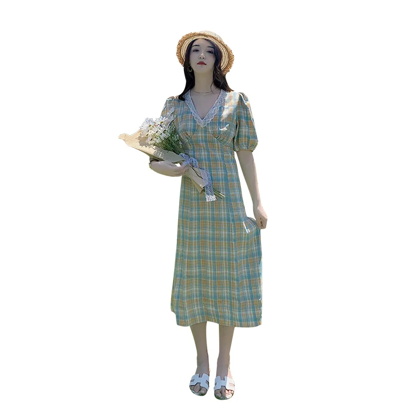 High Waist Casual School Work Vacation Mori Girl Women Long Plaid Dress Summer 2021 Runway Elegant Vintage Korean Preppy Dress
High Waist Casual School Work Vacation Mori Girl Women Long Plaid Dress Summer 2021 Runway Elegant Vintage Korean Preppy Dress