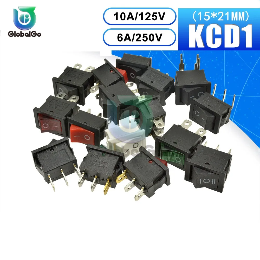 Кнопочный Переключатель KCD1 6A/250V 15*21 мм 2 контакта 3 ВКЛ./ВЫКЛ. 1 шт.|Выключатели| |