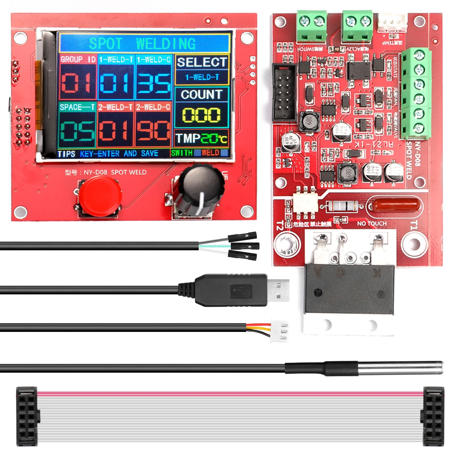 NY-D08 Spot Welding Machine Controller Pneumatic Color LCD Display Multi-point Personalization with Temperature Sensor
NY-D08 Spot Welding Machine Controller Pneumatic Color LCD Display Multi-point Personalization with Temperature Sensor