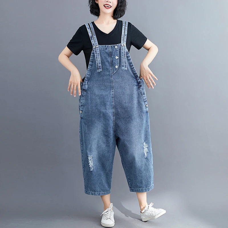 #1410 Summer Overalls Denim Cotton Wide Leg Jumpsuits For Women Loose Holes Casual Spaghetti Strap Ripped Denim Jumpsuit Ladies
#1410 Summer Overalls Denim Cotton Wide Leg Jumpsuits For Women Loose Holes Casual Spaghetti Strap Ripped Denim Jumpsuit Ladies