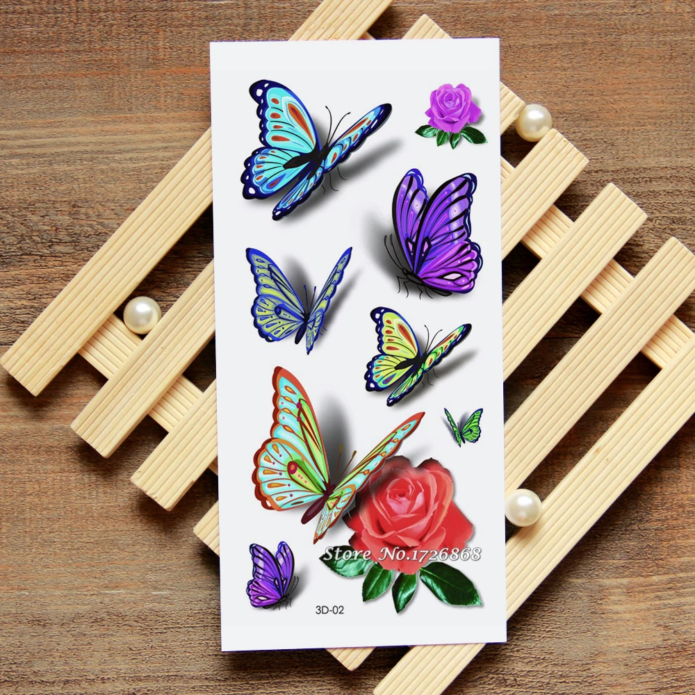 3D Butterfly Rose Tattoo Decals Body Art Decal Butterfly Rose Waterproof Paper Temporary Tattoo #002
3D Butterfly Rose Tattoo Decals Body Art Decal Butterfly Rose Waterproof Paper Temporary Tattoo #002