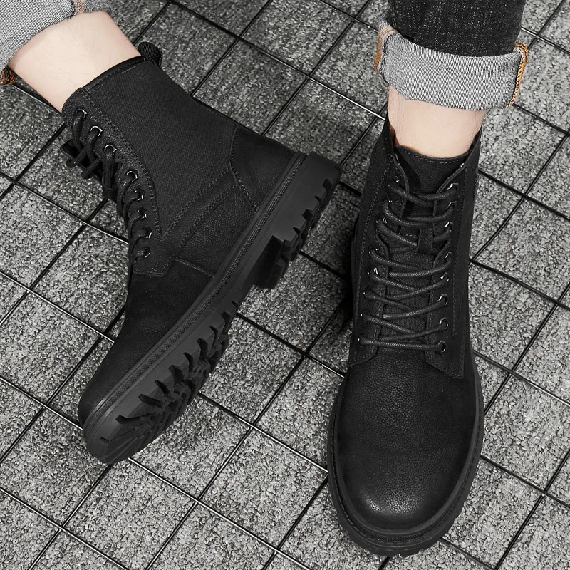 Men's Boots Winter Breathable Solid Color High Quality British Style Work Boots High Top Thick-soled Non-slip Men's Shoes 
Men's Boots Winter Breathable Solid Color High Quality British Style Work Boots High Top Thick-soled Non-slip Men's Shoes