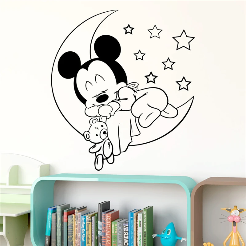 Настенные стикеры Микки и Луна для детской комнаты|Наклейки на стену| |