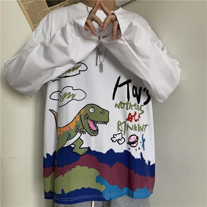 2021 Korean Trend retro personality children's graffiti cartoon printing loose round neck long sleeve T-shirt for men and women
2021 Korean Trend retro personality children's graffiti cartoon printing loose round neck long sleeve T-shirt for men and women