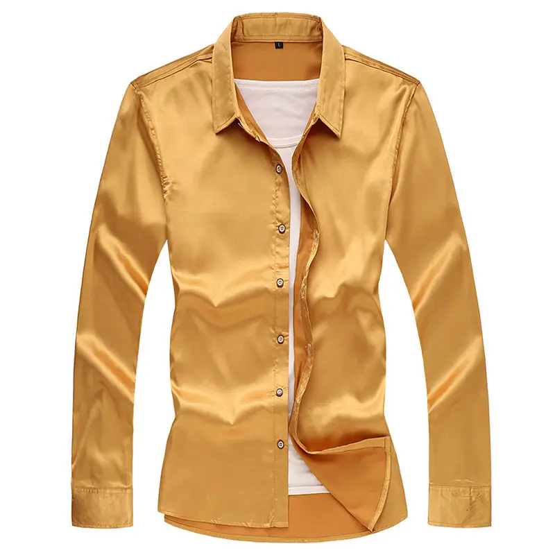 2020 Large Solid Color Silk Men Dress Shirt Youth Long Sleeve Mens Shirts Casual Slim Fit
2020 Large Solid Color Silk Men Dress Shirt Youth Long Sleeve Mens Shirts Casual Slim Fit