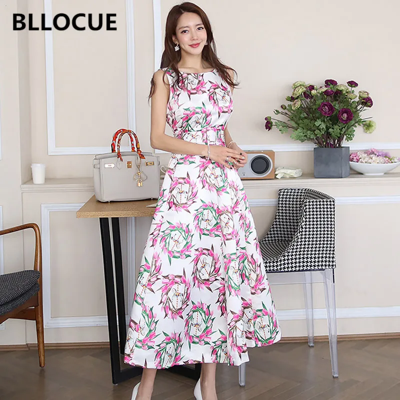 BLLOCUE 2020 Summer Runway Elegant Print Floral Tank Dress Women's O-Neck Sleeveless High Waist Sashes Party Dresses
BLLOCUE 2020 Summer Runway Elegant Print Floral Tank Dress Women's O-Neck Sleeveless High Waist Sashes Party Dresses