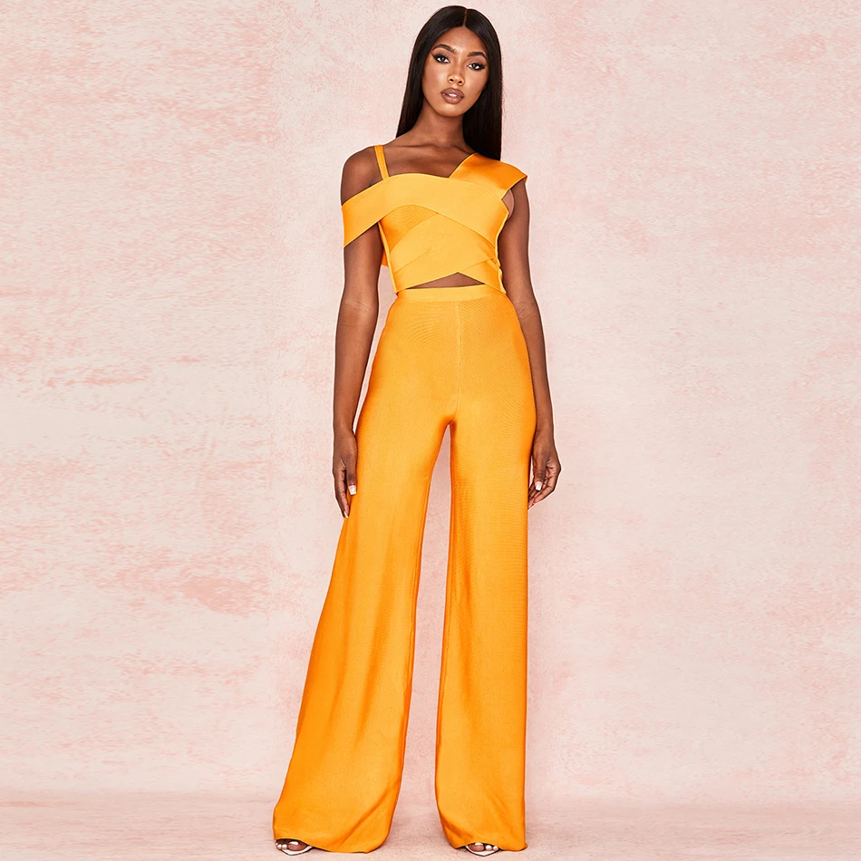 2022 Autumn Fashion Women Sexy Orange Bandage 2 Two-Piece Set New Top & High Waist Wide Leg Pants Sets Club Party Suit
2022 Autumn Fashion Women Sexy Orange Bandage 2 Two-Piece Set New Top & High Waist Wide Leg Pants Sets Club Party Suit