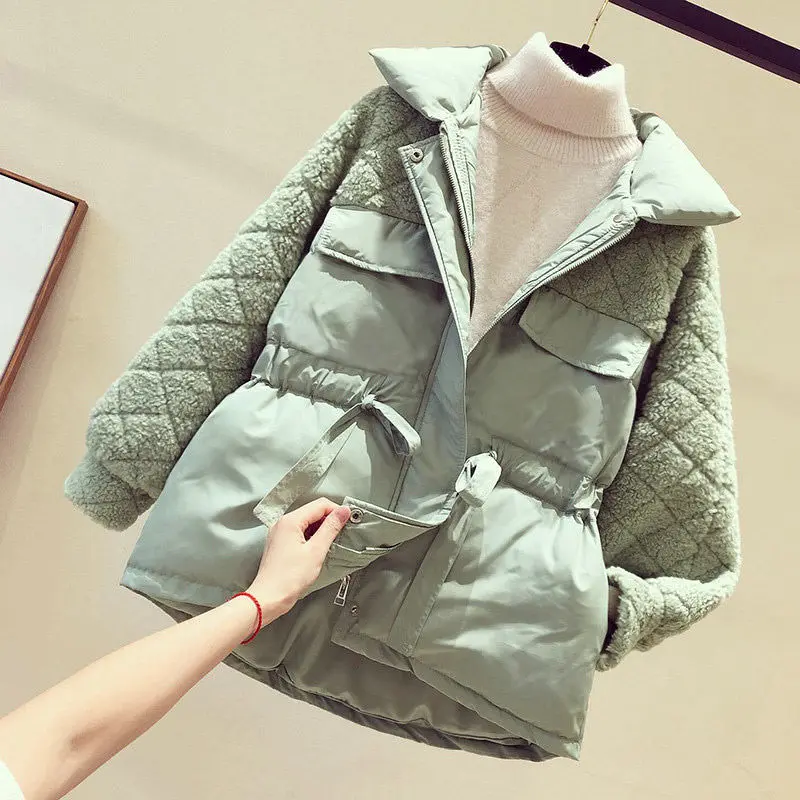 Imitation lambswool splicing down cotton-padded jacket women's winter 2021 new Korean cotton coat waist coat
Imitation lambswool splicing down cotton-padded jacket women's winter 2021 new Korean cotton coat waist coat