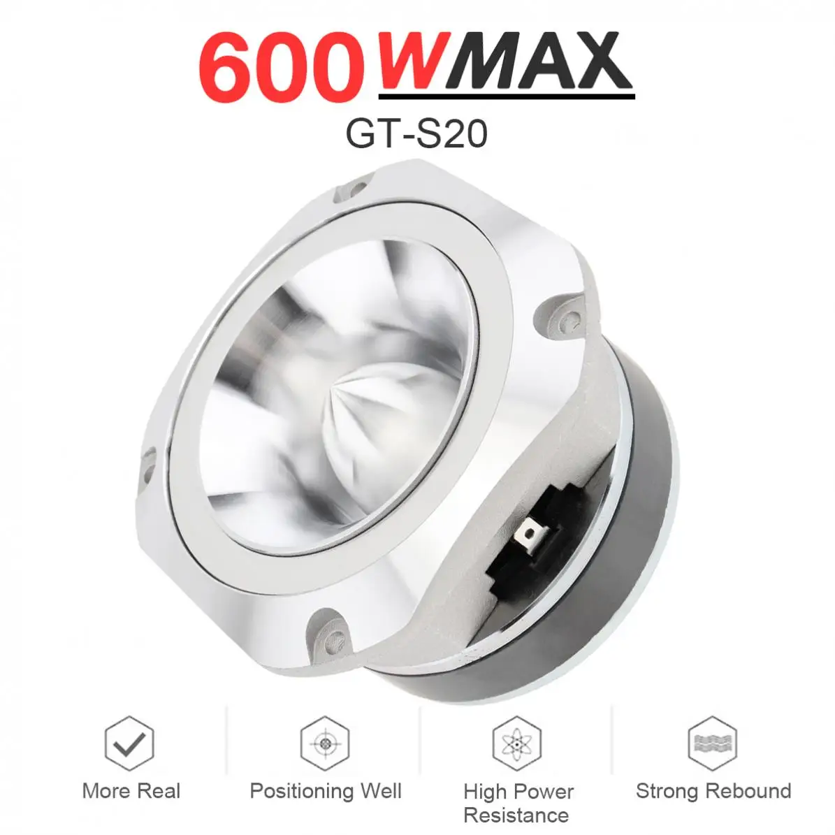 

4 Inch 600W 6OHM GT-S20 Universal Car Aluminum Bullet Tweeter with Capacitor for Vehicle Auto Cars Stereo Modified