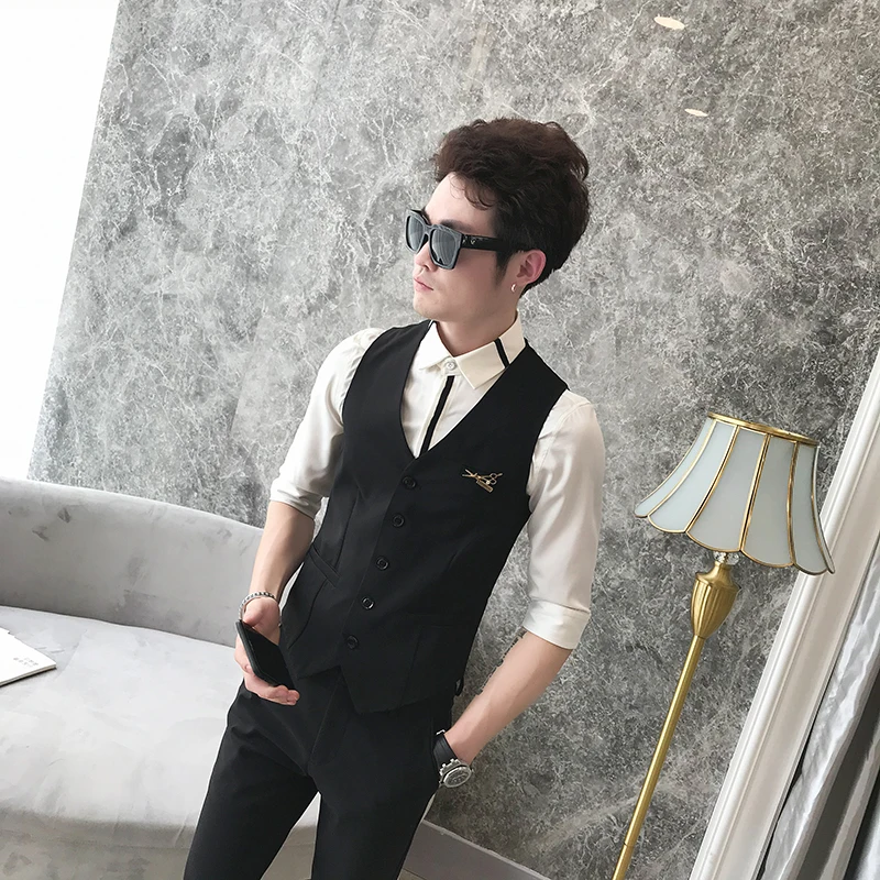 Size Waistcoat Plus Nightclub Work Vest Men Casual Sleeveless Slim Fit Tuxedo Vests Double Breasted Work Uniform Wedding Clothes 
Size Waistcoat Plus Nightclub Work Vest Men Casual Sleeveless Slim Fit Tuxedo Vests Double Breasted Work Uniform Wedding Clothes