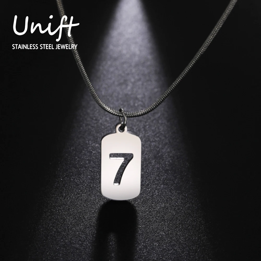 Unift Ожерелье Lucky Number Seven для мужчин ювелирное изделие из нержавеющей стали