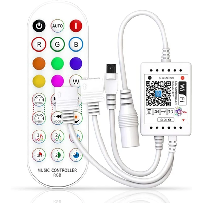 WiFi Smart RGB Music Controller for LED Strip Light + Infrared Remote Control 24 Keys Wireless for Color Strip Lights
WiFi Smart RGB Music Controller for LED Strip Light + Infrared Remote Control 24 Keys Wireless for Color Strip Lights