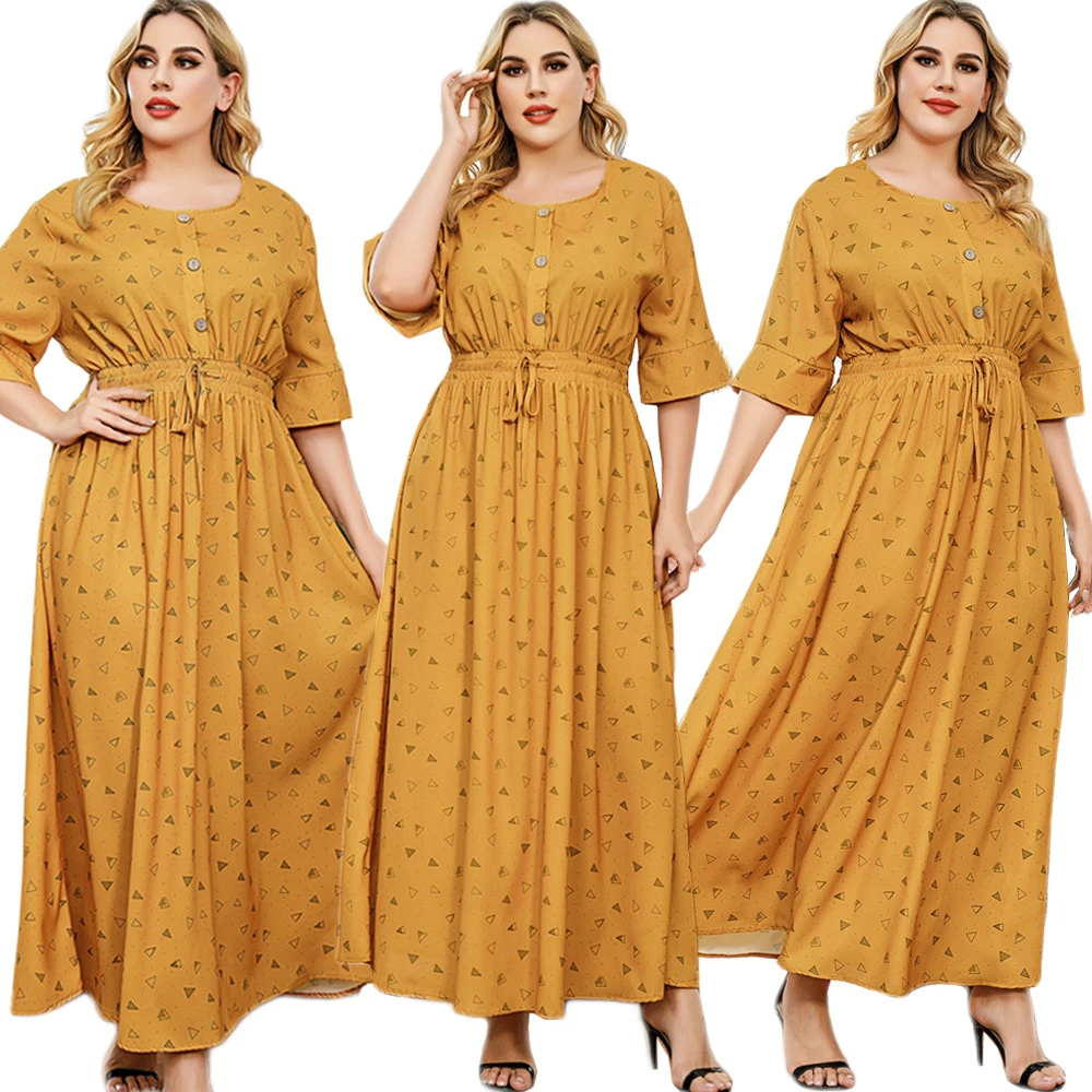 Plus Size Muslim Women Long Dress Print O-neck Abaya Ramadan Islamic Clothing Summer Short Sleeve Caftan Turkish Middle East New
Plus Size Muslim Women Long Dress Print O-neck Abaya Ramadan Islamic Clothing Summer Short Sleeve Caftan Turkish Middle East New