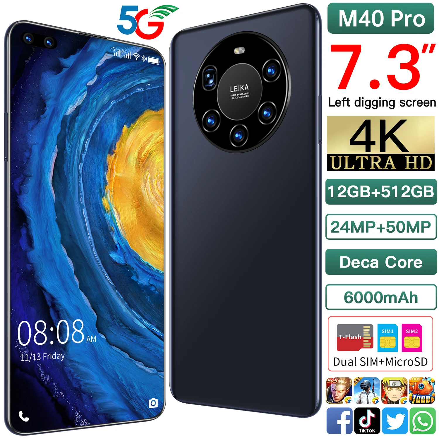(World Premiere) Phone for Huawei Mate 40 Pro+ 7.3-inch 5G Smartphone with 12GB+512GB Large Memory Cellphone Huawei Mobile Phone
(World Premiere) Phone for Huawei Mate 40 Pro+ 7.3-inch 5G Smartphone with 12GB+512GB Large Memory Cellphone Huawei Mobile Phone