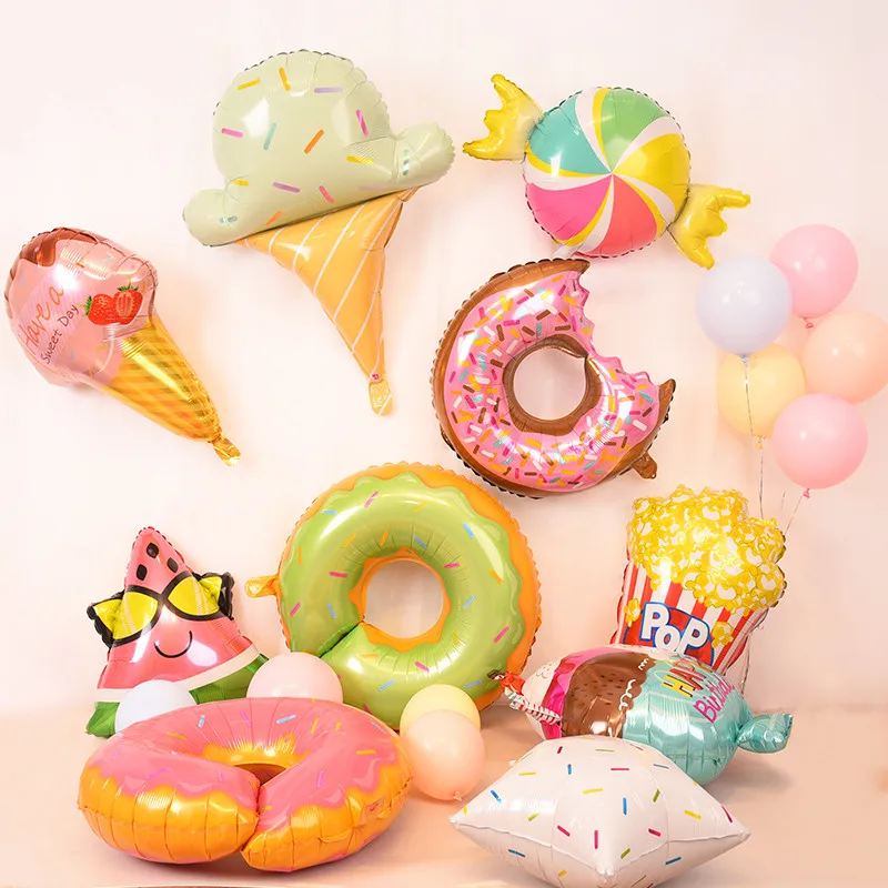 1pcs Donuts Candy Ice Cream Popcorn Fruit Foil Balloons Baby Shower Happy Birthday Decorations Inflatable Helium Sweet Kids Toys
1pcs Donuts Candy Ice Cream Popcorn Fruit Foil Balloons Baby Shower Happy Birthday Decorations Inflatable Helium Sweet Kids Toys
