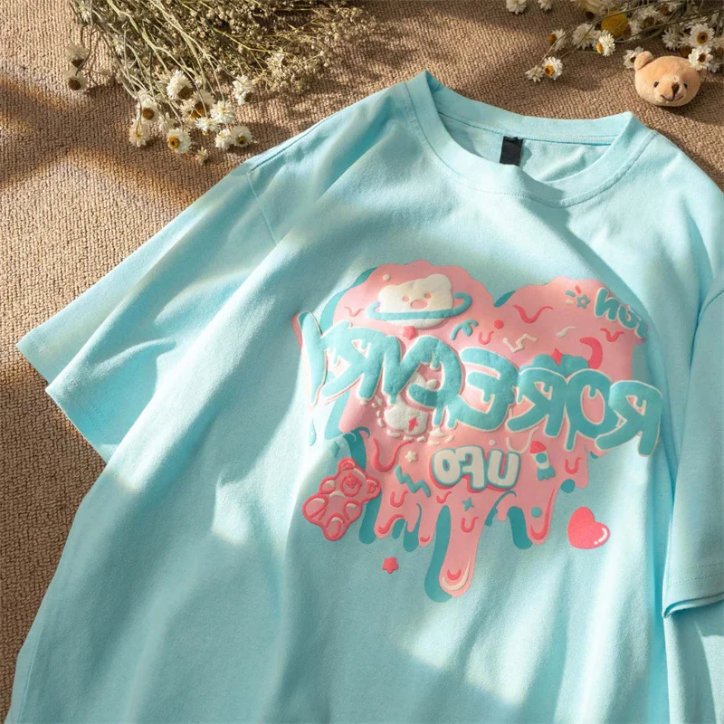 Japanese Retro Dissolving Letter Bear Love t-Shirt Women's Summer Loose Oversized Harajuku Casual Short-Sleeved Top Ins Tide
Japanese Retro Dissolving Letter Bear Love t-Shirt Women's Summer Loose Oversized Harajuku Casual Short-Sleeved Top Ins Tide