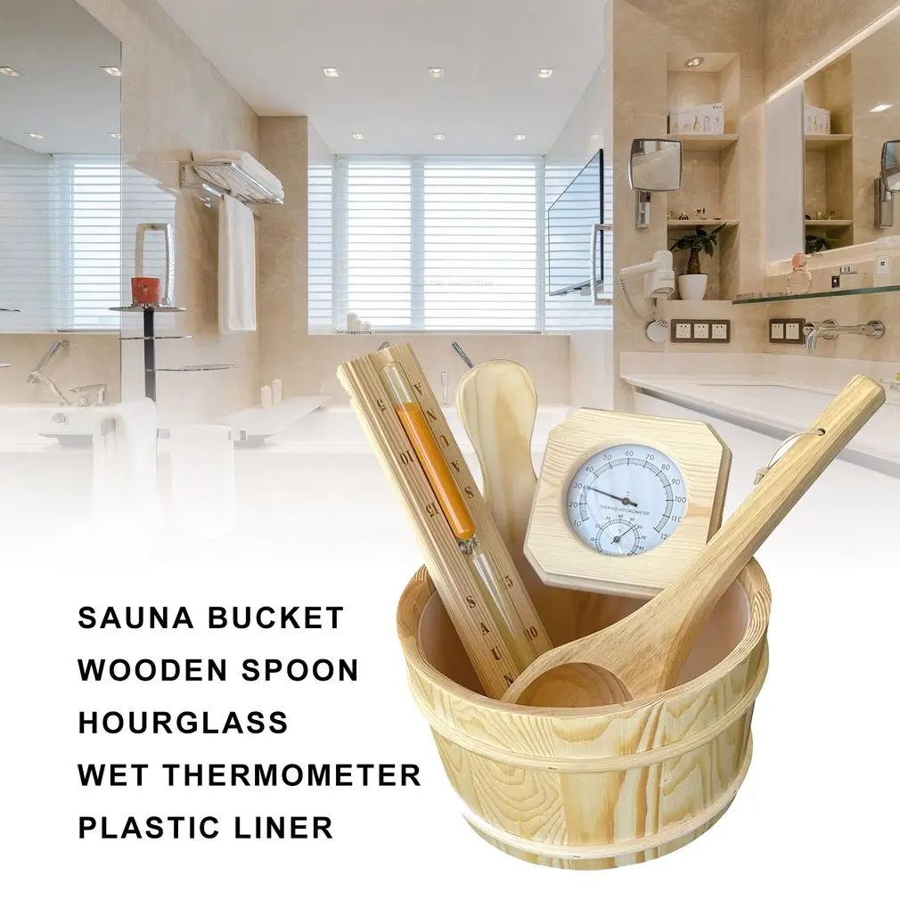 6PCS/SET Sauna Room Accessories Kit Wooden Sauna Room Thermometer Hygrometer Sauna Bucket And Ladle Tools Accessories
6PCS/SET Sauna Room Accessories Kit Wooden Sauna Room Thermometer Hygrometer Sauna Bucket And Ladle Tools Accessories