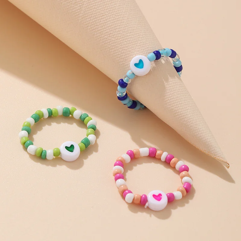 Korea Crystal Resin Seed Beads Rings For Women Charming Tiny Love Heart Fashion Ring Party Wholesale Jewelry Gifts
Korea Crystal Resin Seed Beads Rings For Women Charming Tiny Love Heart Fashion Ring Party Wholesale Jewelry Gifts