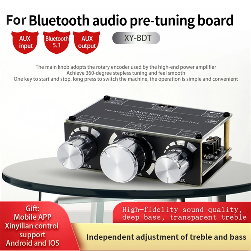 Плата декодера Bluetooth 5,1, 5-24 В постоянного тока, двухканальный стерео предварительный модуль высокого и низкого тона, плавная настройка на 360 градусов
Плата декодера Bluetooth 5,1, 5-24 В постоянного тока, двухканальный стерео предварительный модуль высокого и низкого тона, плавная настройка на 360 градусов